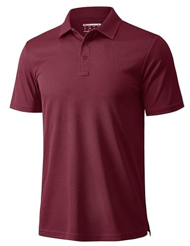 MAGCOMSEN Men's Polo Shirts Short Sleeve Golf Quick Dry Collared Moisture Wicking Athletic Performance Polos Wine Red S