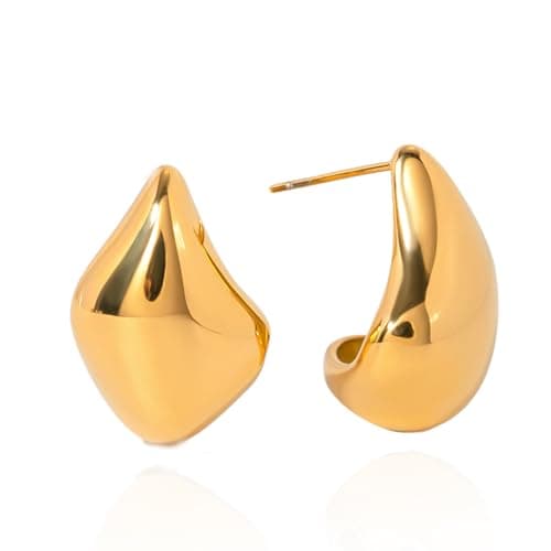 Colkiow Gold Plated Chunky Statement Earrings for Women