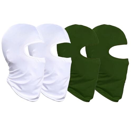 UHMGTTIP 4 Pack Balaclava, UV Protection, Windproof, Breathable ski mask, Full Face Cover for Men and Women Helmet Liner, Suitable for Cycling, Running, and Outdoor Work (Dark Green,White)