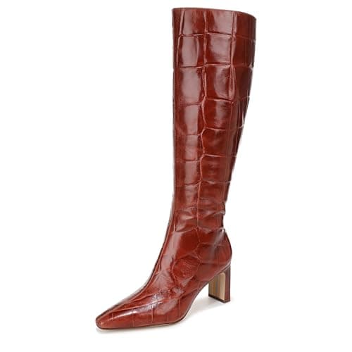 Sam Edelman Women's Sylvia Knee High Boot New Cognac Croco Leather