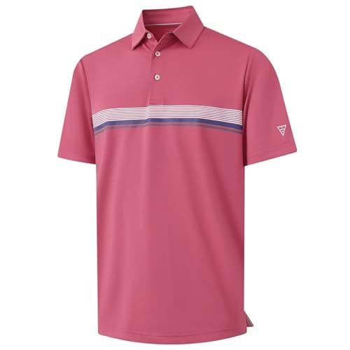 M MAELREG Mens Polo Shirts Short Sleeve Performance Quick Dry Athletic Striped Print Collared Golf Shirts for Men
