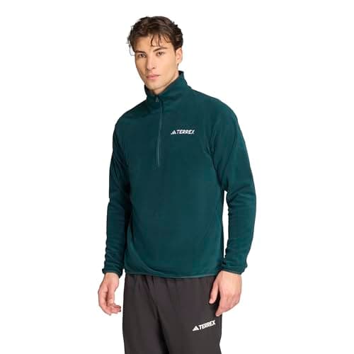 adidas Men's Terrex Multi Essentials Half-Zip Fleece Hiking Sweatshirt, Aurora Ivy, Medium
