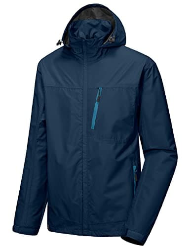 Little Donkey Andy Men's Waterproof Rain Jacket Outdoor Lightweight Hooded Raincoat for Hiking Golf Travel Fishing Navy S