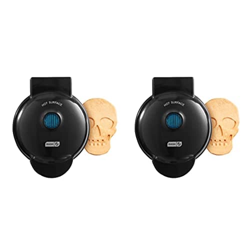 Dash Mini Waffle Maker (2 Pack) for Individual Waffles Hash Browns, Keto Chaffles with Easy to Clean, Non-Stick Surfaces, 4 Inch, Halloween, Black