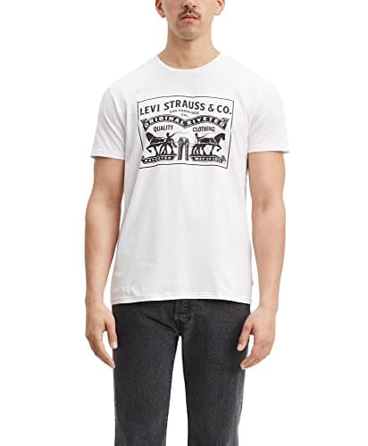 Levi's Men's 2-Horse Graphic Tee, (New) White, Small