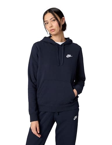 Nike Women's Sportswear Club Fleece Pullover Hoodie, Obsidian/White, Small