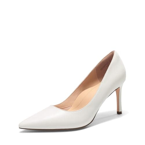 DREAM PAIRS Women's High Heels Pump Closed Pointed Toe Slip On Stiletto Dress Shoes Fashion Wedding Bridal Work Office Comfortable Pumps Shoes,Size 5.5,White,SDPU25095W