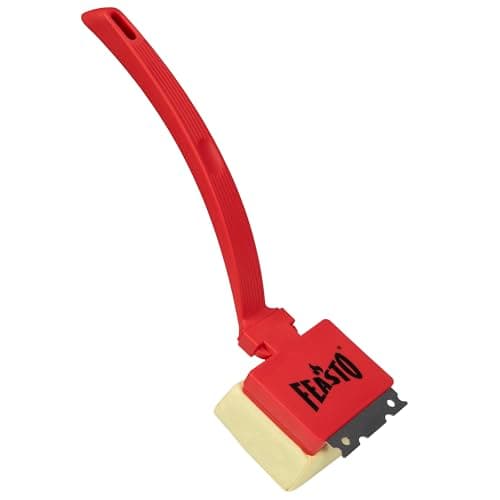 Feasto Bristle Free Grill Brush with Scraper for Outdoor Grills, Reinforced Steam BBQ Cleaning Brush with Replaceable Cleaning Head, Safe Grill Cleaner for Cast Iron & Stainless Steel Grates, Red