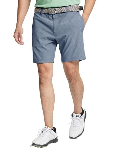 Mens Golf Shorts Performance Moisture Wicking Dri fit Lightweight 7 inch Casual Heather Flat Front Flex Mens Shorts Dark Blue