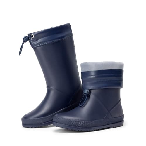 DREAM PAIRS Kids Rain Boots Boys Girls Lightweight Boots Waterproof Easy-on Outdoor Playing Rain Boot Unisex-Child,Size 6 Toddler,Navy,SDRB2401K