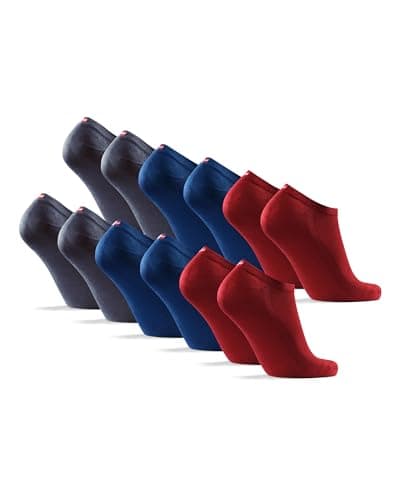 DANISH ENDURANCE 6-Pack Low-Cut Viscose Ankle Socks for Men & Women, Multicolor (Grey, Oxford Blue, Wine Red), US Women 11-13 / US Men 9.5-12.5