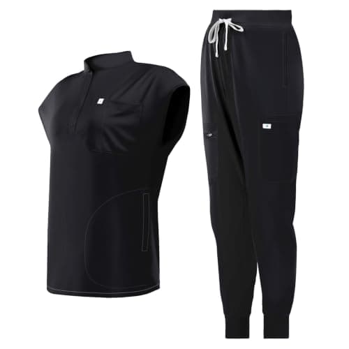 Eipnare Scrubs for Women Set - Nurse Uniform Jogger Suit Stretch Top & Pants with 11 Pockets for Nurse Esthetician Workwear