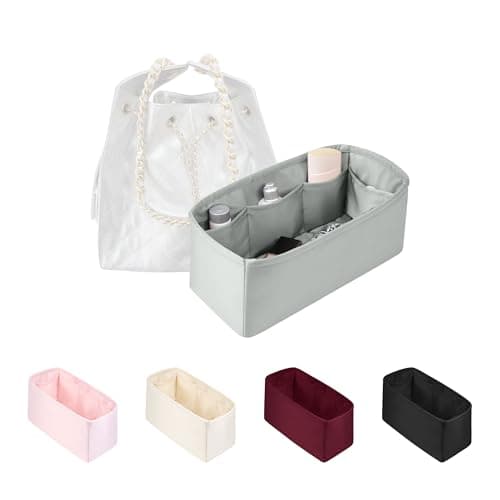 Satin Purse Organizer for Chanel 25 Bag Medium, Pearl grey
