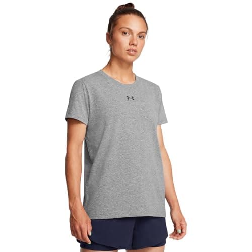 Under Armour Womens Rival Core Short Sleeve T Shirt, (025) Castlerock / / Black, Small