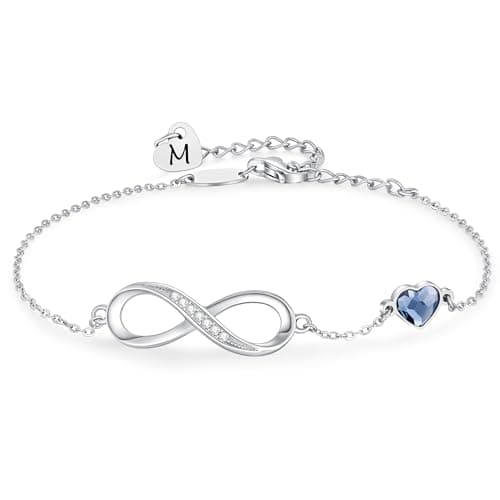 CDE Initial Heart Infinity Bracelets for Women Adjustable Dainty Letter Alphabet Charm Jewelry Birthday Gifts for Women Her Girlfriend Mom Wife