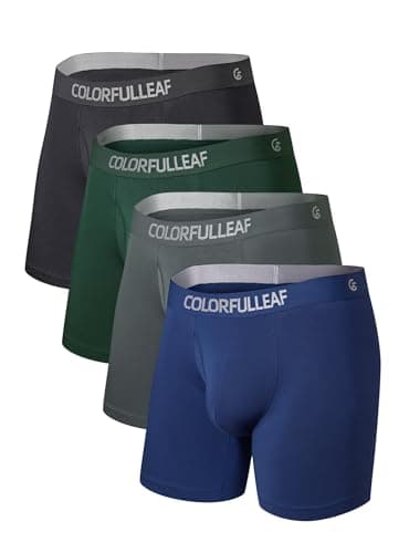 COLORFULLEAF Men's Boxer Briefs Moisture Wicking Underwear Soft Rayon Made from Bamboo Underwear for Men with 3D-Pouch Open Fly(4D,XL)