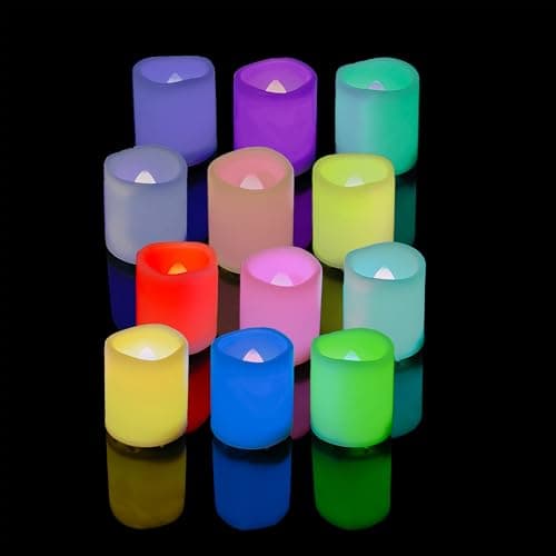 Smallpenglai 12 Pack Color Changing Flickering LED Flameless Votive Candles