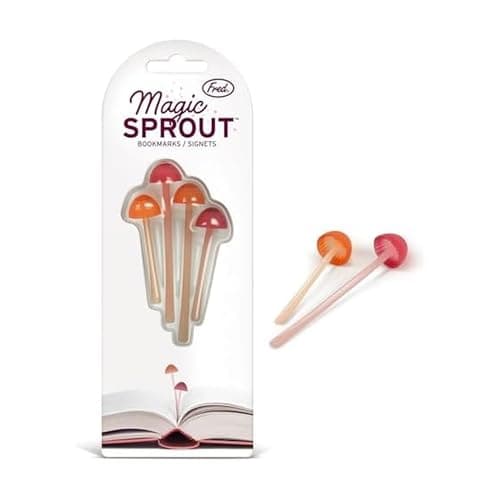 Genuine Fred Magic Sprout, Mini-Mushroom Bookmarks - Set of 4 - Two Sizes & Colors - Soft, Flexible Silicone - Fun Stocking Stuffer, Gift for Book Lovers, Teachers, Back to School - Cottagecore Decor