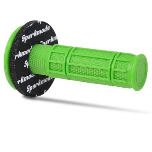 7/8'' Dirt Bike Grips with Grip Donuts, Half Waffle Handlebar Grips for Motorcycle Motocross Pit Bike E-Bike (Green)