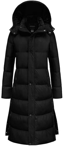 Chrisuno Winter Coat Women's Puffy Long Coats Womens Full Length Quilted Puffer Parka Heavyweight Maxi Jacket Black 2XL