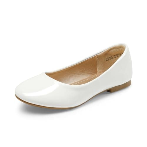 DREAM PAIRS Girls Dress Shoes Slip on Ballerina Flats for Wedding/Party,Size 9 Toddler,White/Pat,MUY