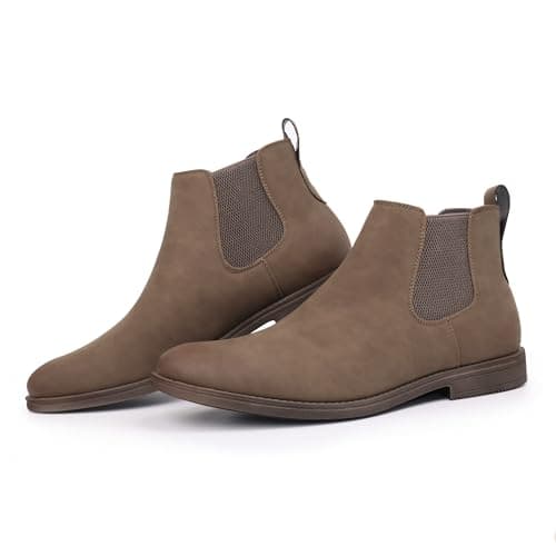 Hawkwell Men's Plus Size Chelsea Boots Classic Casual Dress Ankle Boots in Regular and Plus Sizes, Tan PU, 17 M US