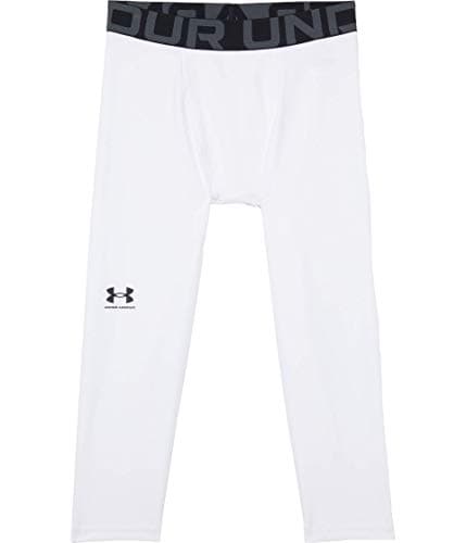 Under Armour Boys HeatGear Armour 3/4 Leggings , White (100)/Black , X-Large