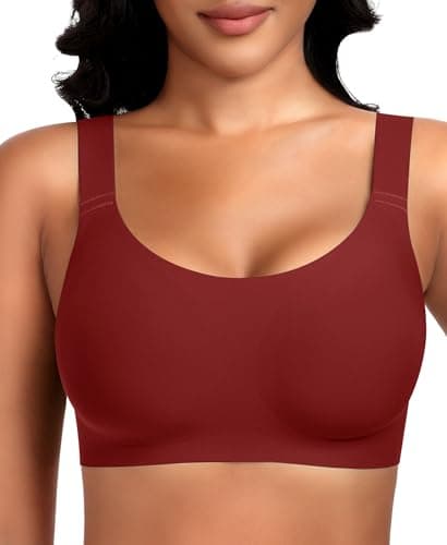 Wireless Jelly Minimizer Bras for Women with Support and Lift Full Coverage Gel Bra No Underwire Padded Bralettes(01#Red(Full Coverage),M)