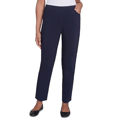 Alfred Dunner womens Allure Slimming Plus Size Short Stretch - Modern Fit Pants, Navy, 18 US