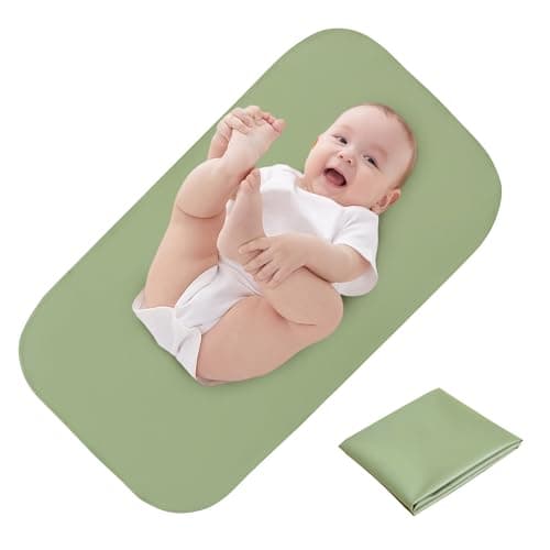 Elantrip Changing Pad for Bed - Leather Changing Pad for Baby, Portable Baby Changing Mat Travel, Compact Diaper Change Mat, Fits Diaper Bag Green