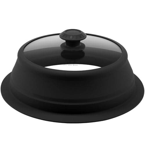 Collapsible Microwave Splatter Lid with Vented Tempered Glass Cover Wok Lid for Microwave Safe, Stockpot Steamer Pot Pan Round Bowl 6" 7" 8" 9" 10" 11" 12" Universal Multifunction Silicone Cover