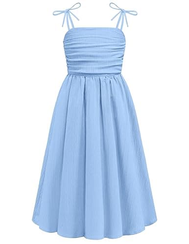 Arshiner Girl Light Blue Dresses Beach Maxi Girls Smocked Dress Size 7