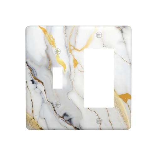 VGHOKO Decorative Outlet Covers with Abstract Marble Gold White Texture Luxury Design 2-Gang 1-Gang Wall Plate Single Toggle/Rocker Light Switch Cover Switch Plate Cover for Modern Home Decor