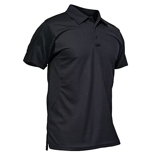 MAGCOMSEN Black Polo Shirts for Men Golf Shirts Pique Polo Shirts Short Sleeve Combat Shirt Tactical Shirt S