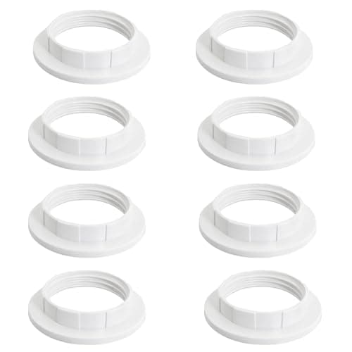 Lamp Shade Adapter Ring, White Light Socket Ring, Retaining Rings for E26/E27 Sockets Standard Base Lamp Holder, 8 Pack