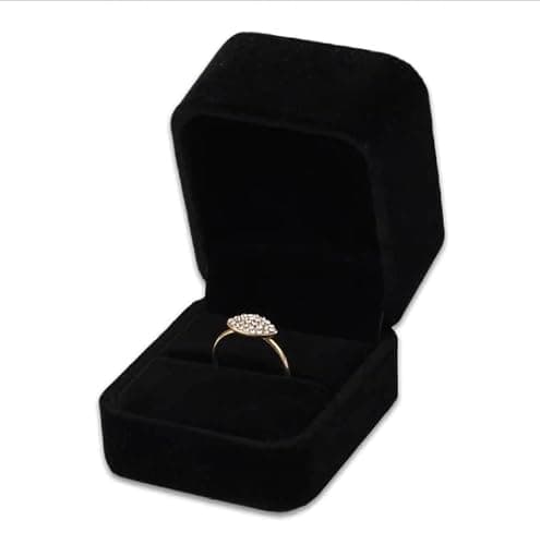 Niche-Finds Black Velvet Ring Box – Luxury Soft Velvet Jewelry Gift Box for Engagement, Wedding, Proposal & Storage (2.5″ Square)