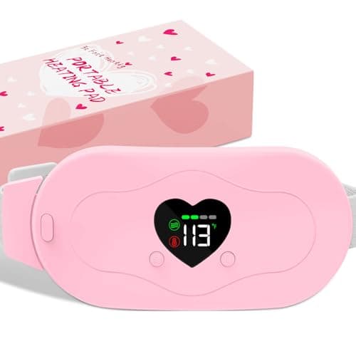 Glyduny Portable Heart Heating Pads, 6 Heat & Massage Modes 3S Fast Heating Electric Cordless Heat Pad, 30/60 Mins Auto Shut Off, Back or Belly Heating Pad Ideal Gift for Women, (Pink-6602)