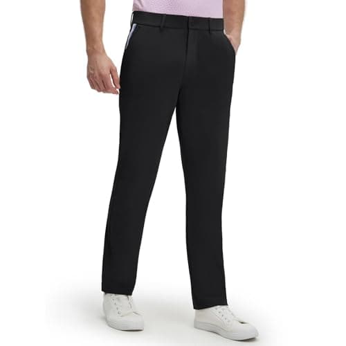 M MAELREG Mens Stretch Work Dress Pants 30"/32"/34" Lightweight Golf Pants Breathable Casual Slacks with 4 Pocket Black