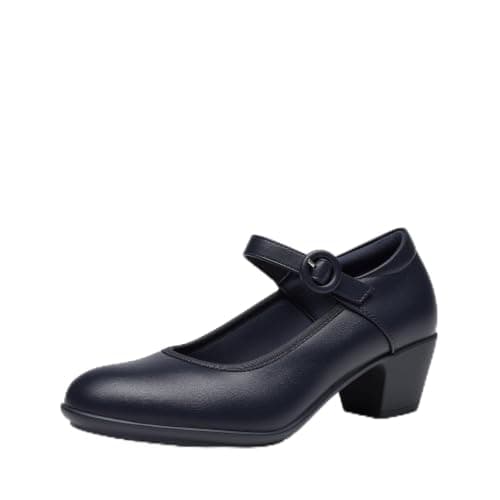 DREAM PAIRS Mary Jane Shoes Women Low Chunky Heels Closed Toe Pumps Comfortable Work Business Dress Shoes,Size 6,Navy,DWUMPU2549