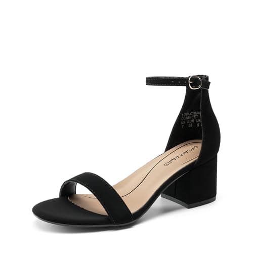 DREAM PAIRS Womens Low-Chunk Low Heel Pump Sandal,Size 6,Black/Nubuck,LOW-CHUNK
