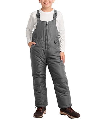 Arctic Hero Kids Snow Bibs - Boys and Girls Weatherproof Insulated Bibs Snow Pants Waterproof Overalls (Sizes 2T-18), Size 12-14, Grey
