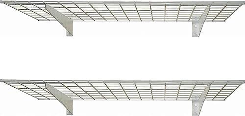 Hyloft 00967 2-Pack Heavy Duty Steel Garage Shelving, 45”x 15” Wall Mounted Shelve,Max Shelf Load 200 Pounds, White Powder Coated