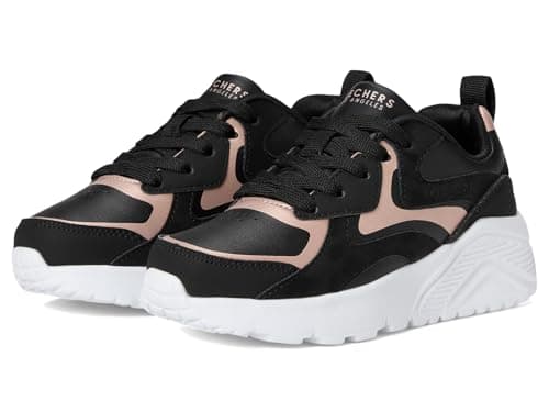 Skechers Kids Girls Uno Lite-Metallic Blast Sneaker, Black/Rose Gold, 12.5 Little Kid