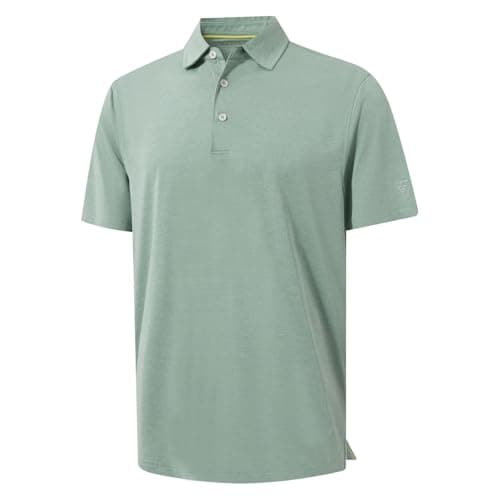 M MAELREG Men‘s Golf Shirts Short Sleeve Ultra-Light Soft Performance Quick Dry Athletic with UPF 30+ Polo Shirts for Men Grey Green