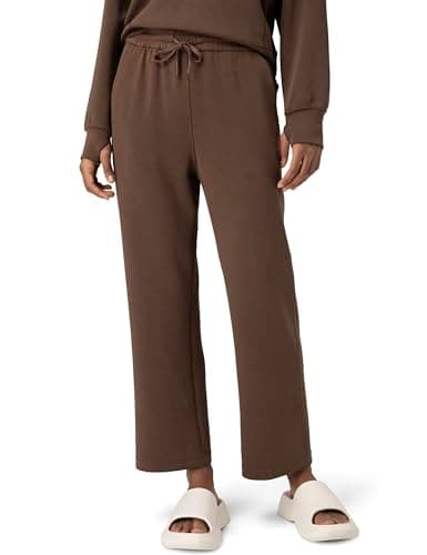 Colorfulkoala Women's High Waisted Ultra Soft Drawstring Velvra Modal Sweatpants Wide Leg Casual Lounge 29.5" Inseam Pants with Pockets(XL, Cocoa)