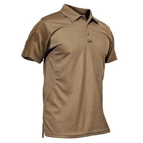 MAGCOMSEN Mens Polo Shirts Short Sleeve Golf Work Casual Quick Dry Breathable Summer Shirt Brown S