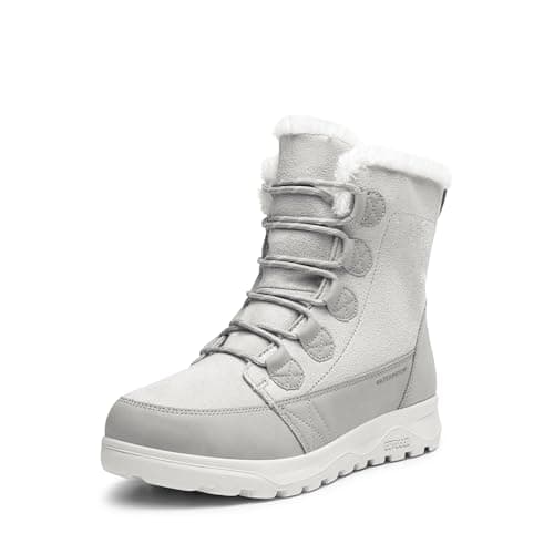 DREAM PAIRS Women's Winter Snow Boots Lace Up Warm Comfortable Faux Fur Lining Outdoor Ankle Booties,Size 11,Light Grey,SDSB2311W