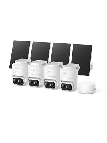 eufy Security eufyCam C37 4-Cam Kit, Security Cameras Wireless Outdoor, 360° AI Tracking with Pan and Tilt, 2K Solar Cameras, HomeBase Mini, Facial Recognition, No Monthly Fee, Color Night Vision