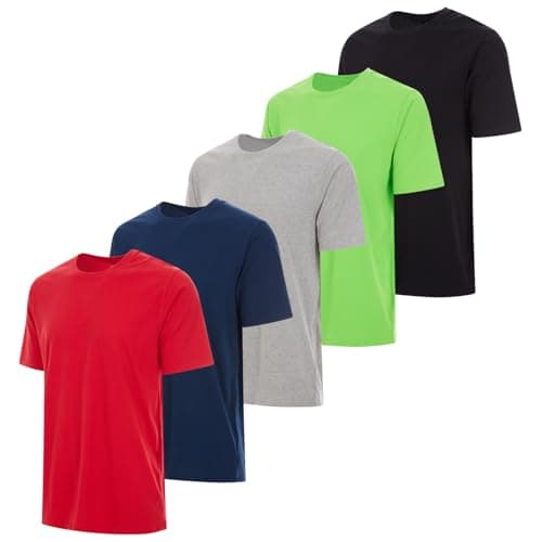 Essential Elements 5 Pack: Men's Crew Neck 100% Pure Cotton Breathable Short Sleeve T-Shirt