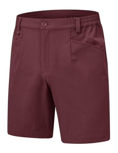 Rdruko Men's Stretch Golf Shorts 7" Dress Casual Shorts Burgundy 42